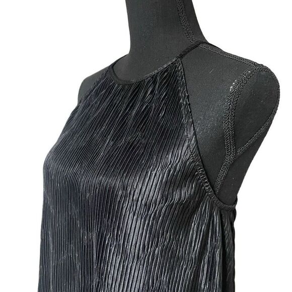 Worthington Black Semi Sheer Chevron Crinkle Goddess Tank - Picture 2 of 9